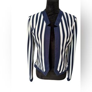 Stradivarius Ladies Jacket Navy Blue White Stripes  Women’s Size Large